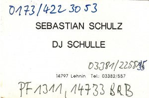 Erste Visitenkarte DJ Schulle (1996)